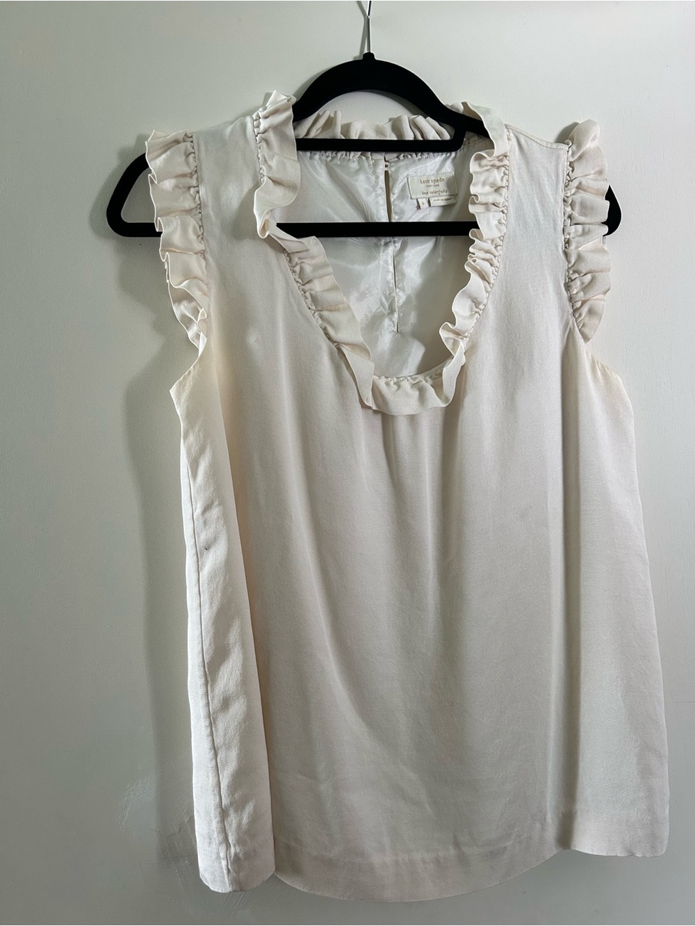 kate spade Cream Ruffle V-Neck Sleeveless Top